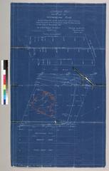 Contour map of a 240 ft. lot in Westmoreland Place showing the outline of a house with grease pen notations