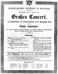 Concert program for the premiere of Triumphlied op. 55 by Johannes Brahms in 1872