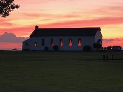 Chapel with pink sunset