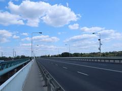 Gdański Bridge in Warsaw north sidewalk towards Praga at car level