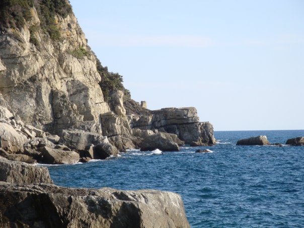 Cliffs and sea at Punta Manara in Sestri Levante Italy
