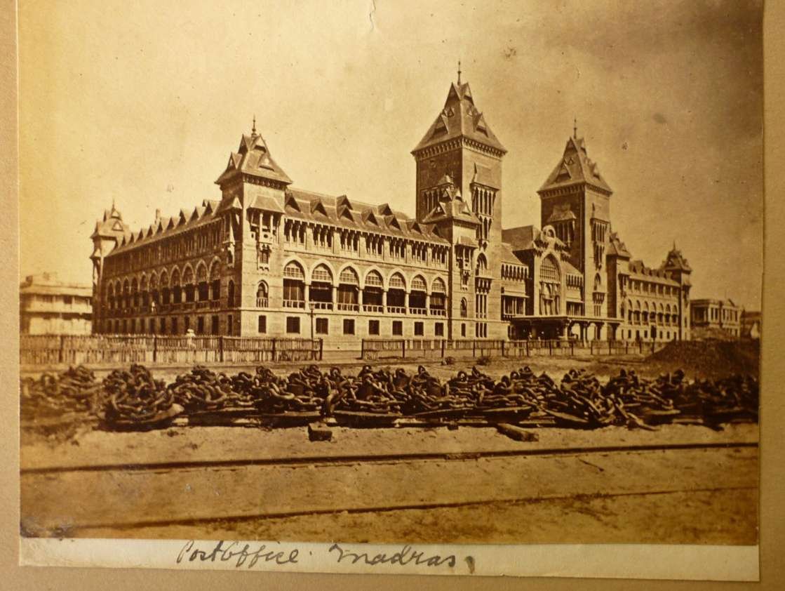 Historical Madras Post Office building in the 1880s with colonial architecture