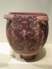 Ancient funerary urn from Gran Coclé Tradition with intricate pottery and paint
