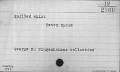 Traditional men's shirt from the Northern Plains displayed at the National Museum of the American Indian