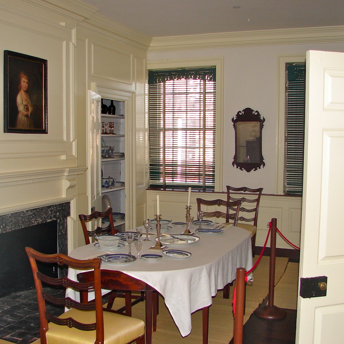 Historic dining room in the Germantown White House with antique furniture in Philadelphia
