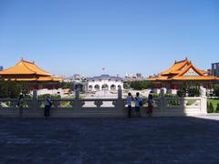 View from Chiang Kai-shek Memorial Hall towards National Theatre and Concert Hall in Taipei