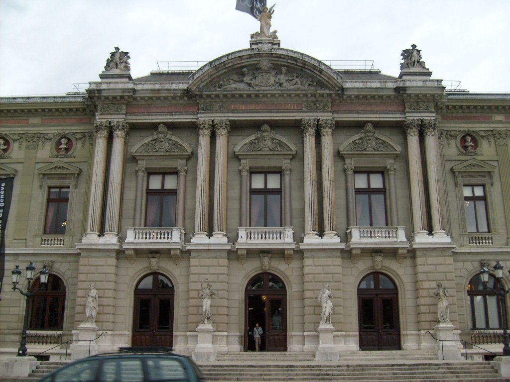 Facade of the Grand Theatre of Geneva from Place Neuve