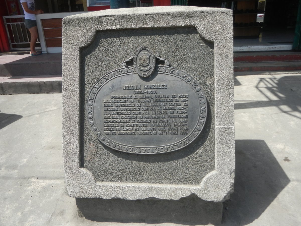Historical marker of Joaquin Gonzalez politician at his birthplace in Baliuag Bulacan Philippines