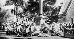 Funeral mourners at the Royal Mausoleum corner