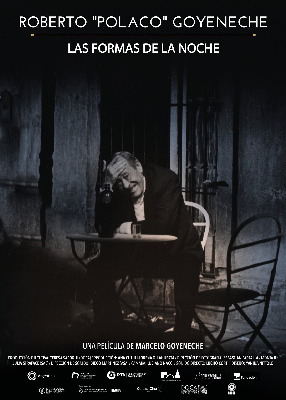 Movie poster of Las formas de la noche about legendary tango singer Roberto Polaco Goyeneche