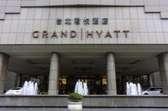 Grand Hyatt Taipei main entrance exterior view with modern architecture and signage