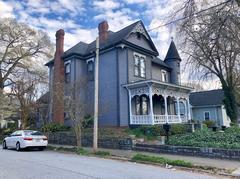 Grant Park Boulevard in Atlanta with vibrant autumn trees and historic architecture