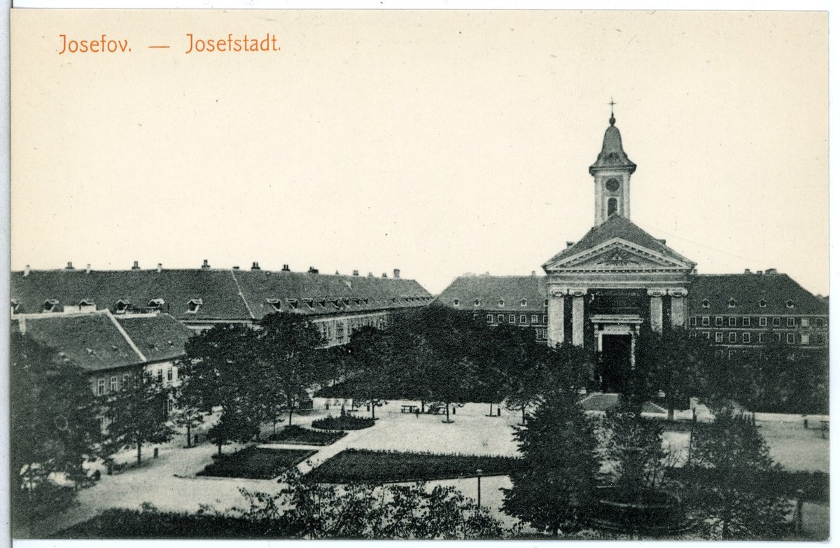 View of Josefstadt district in 1912 with architectural buildings and streets