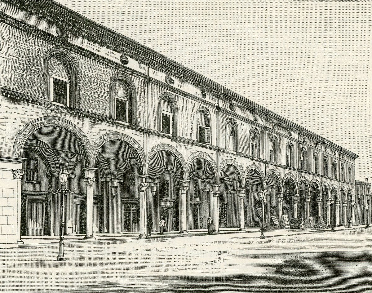 Imola palazzo Sersanti woodcut illustration
