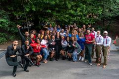 Vice President Kamala Harris posing with Divine 9 performers at Live Nation Urban Celebration of Juneteenth 2023