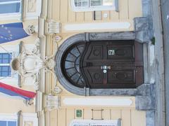 Portal of the Gruber Mansion in Ljubljana with detailed architectural elements