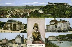 Vintage postcard of Ljubljana city in 1915