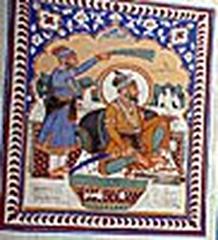 Fresco inside a tomb of Fateh Singh's descendants at Guru Nanak Dev University campus depicting a Sikh guru