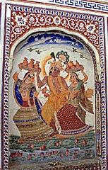 Fresco inside tomb of Fateh Singh's descendants at Guru Nanak Dev University campus