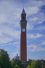 Old Joe clock tower at the University of Birmingham viewed from the green heart