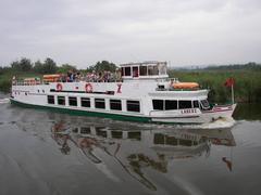 Elbląg Canal scenic waterway in Poland with historical locks and lush greenery