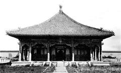 Interior view of Chung-ho-tien, a traditional Chinese wooden hall with ornate ceiling and pillars