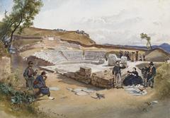 Anton Romako self-portrait with his wife in the Tusculum amphitheater
