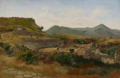 Painting of Roman theater in Frascati on Alban Hills by Gustaf Wilhelm Palm