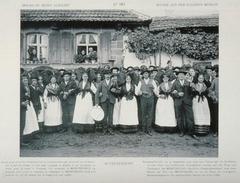 Group of young people in traditional costumes at Alteckendorf festival on September 17, 1906