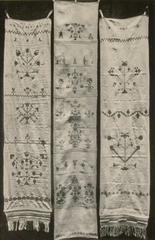 19th century Alsatian decorative embroidery red cross-stitch hand towel