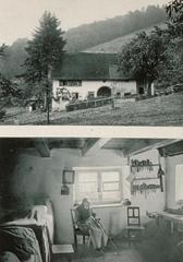 Exterior view of traditional straw-roofed cottage in Solbach near Bellefosse