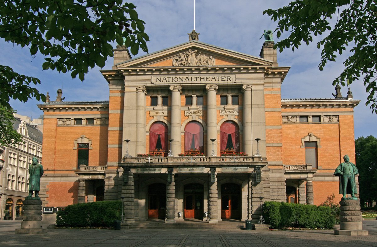 Nationaltheatret main entrance east front in Oslo with classical architecture