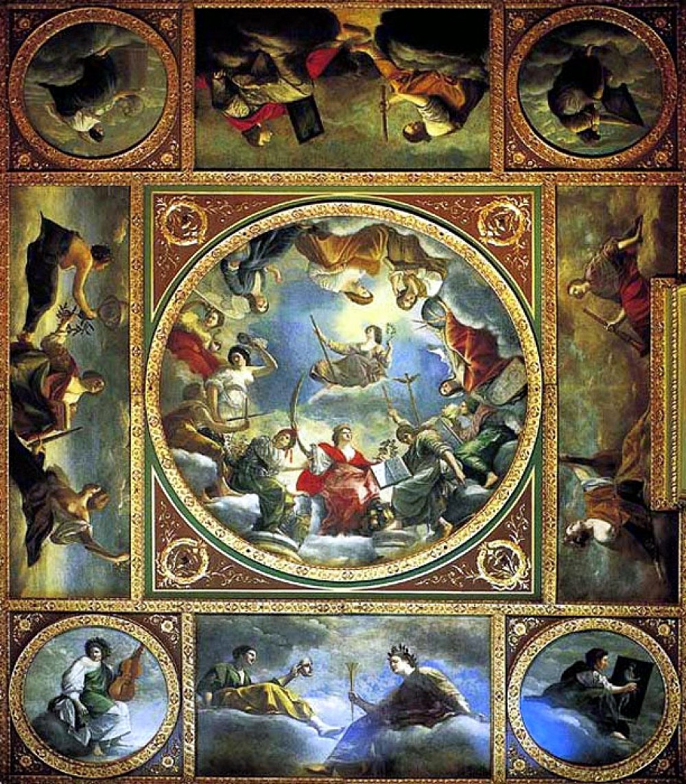 Allegorical painting depicting Peace and the Arts under the English Crown by Artemisia Gentileschi