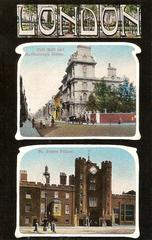 Early colourized London Multiview postcard showing St. James's Palace and Marlborough House