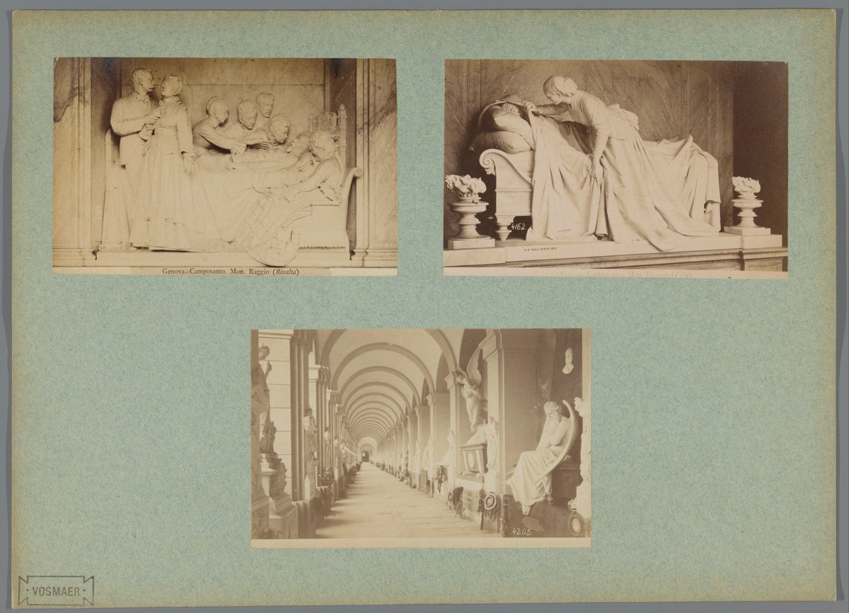 Statues in Campo Santo monument in Genova captured by Alfred Noack
