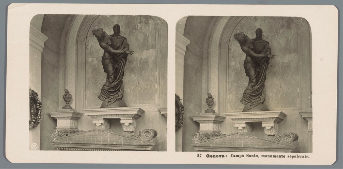 Monumental grave statue in Staglieno Cemetery, Genoa