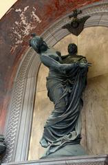 Artistic tomb group sculpture of the Celle family by Giulio Monteverde at Staglieno Monumental Cemetery