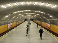 Wierzbno metro station in Warsaw with modern underground platform and trains