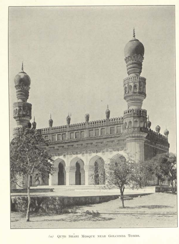 View of the mosque at the Qutb Shahi tombs in Hyderabad, India