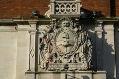 Coat of arms of Argentina on Torre Monumental at Plaza Fuerza Aérea Argentina in Retiro Buenos Aires