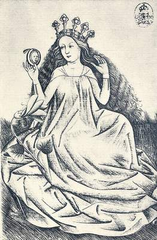 Playing card figure of a lady holding flowers from Meister der Spielkarten