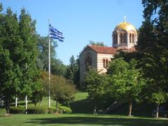 Hellenic College and Holy Cross Greek Orthodox School of Theology campus buildings in Brookline Massachusetts