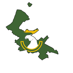 Flag and map of Novobelokatay with district boundaries