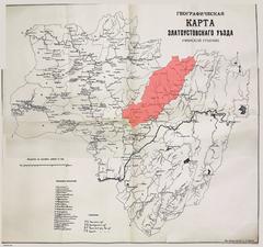 Map of Zlatousny district with the 2nd Ailinsky volost territory highlighted in red