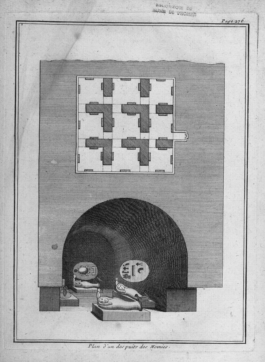 Ancient burial site illustration from Description de l'Egypte by Benoît de Maillet