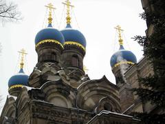 Russian Orthodox Church in Dresden with distinctive onion domes