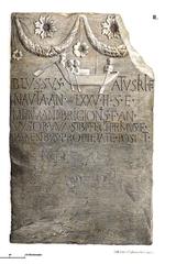 Lithograph drawing of the backside of the gravestone of Blussus and Menimane from 1848
