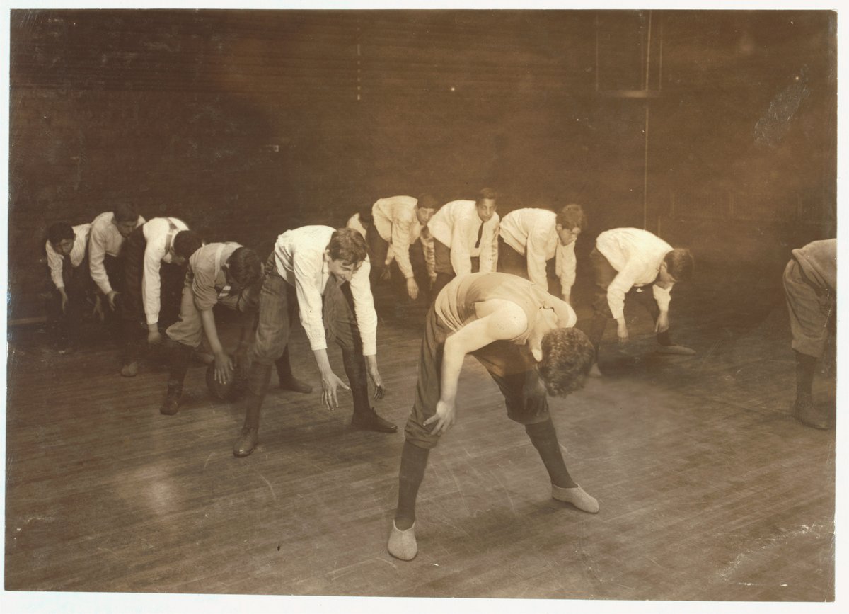 Boys playing a game in the gymnasium at Henry St. Settlement, New York City