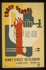 Vintage WPA Federal Art Project poster advertising craft and art classes at Henry Street Settlement in New York City
