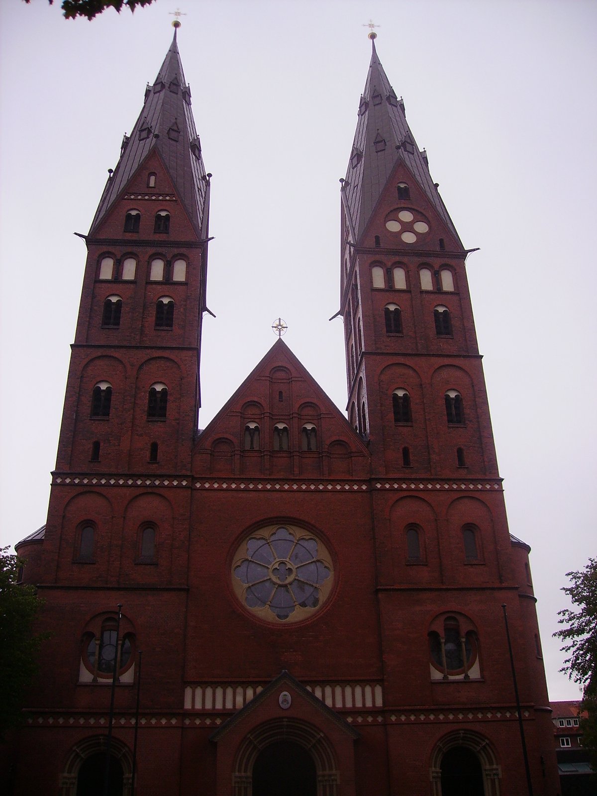 Facade of the Catholic Cathedral St. Mary in Hamburg